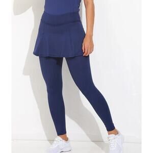 DONA JO Navy Blue Skirted Workout Leggings Women's Size XL NWT Eco Tennis Gym